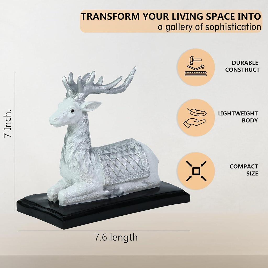 Classic Deer Showpiece: Add a Sense of Tranquil Elegance and Natural Beauty to Your Living Room, Office, or Tabletop with This Timeless Décor Piece