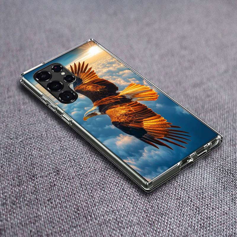 Soaring Eagle Hunting Phone Case For Samsung Galaxy S24 S23 S21 S20 FE S22 S26 Ultra S25 Edge S10 Plus Cover Clear TPU Capa Shel