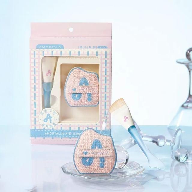 AMORTALS - Fishtail Foundation Brush & Powder Puff Set Set of 2