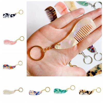 Cepillo de Pelo Mini Peines Llavero Portátil Peine de Viaje de Acetato Llavero Hombres Mujeres