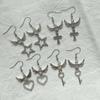 Japanese Sweet Rhinestone Heart and Angel Wings Earrings