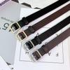 Korean Chic Retro Rectangular Silver Buckle Women's Wide Belt for Jeans