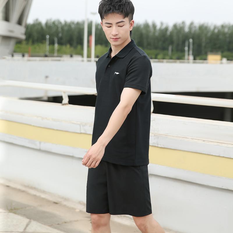 Li-Ning Skin-Friendly Comfortable Breathable Short Sleeve Sweat-Absorbing Versatile Shorts Casual Sports Set Unisex sets GKMB183-1