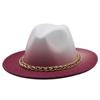 Winter Autumn Imitation metal chain Woolen Women Men Ladies Fedoras Top Hat Jazz Caps European American Round Caps Bowler Hats