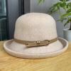 New wool hemming belt buckle dome bucket hat women's autumn and winter versatile British top hat tide