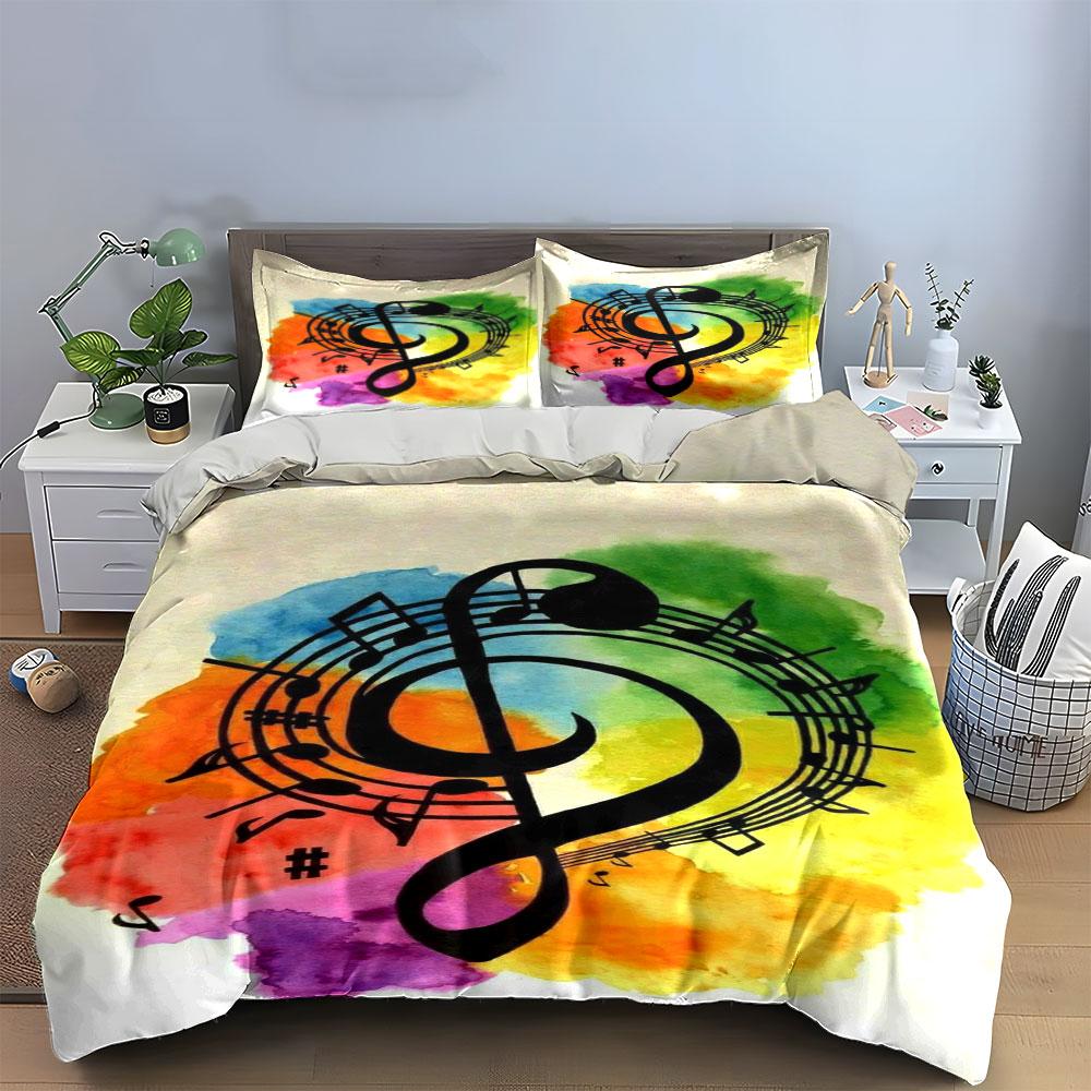 Musical notes with rainbow. Bedding sets Duvet cover sets Duvet covers Pillowcases(1 * Duvet Cover 2 * Pillowcases without duvet insert)