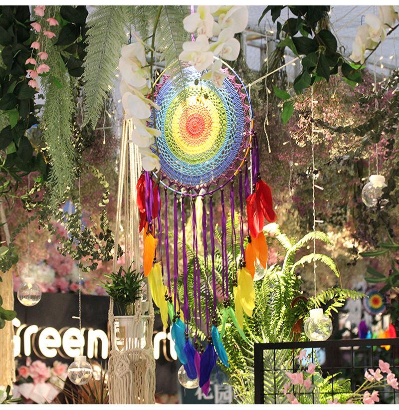 Handmade Indian Dream Catcher Feather Wind Chime - Creative Wall Hanging for Bedroom or Homestay Decoration