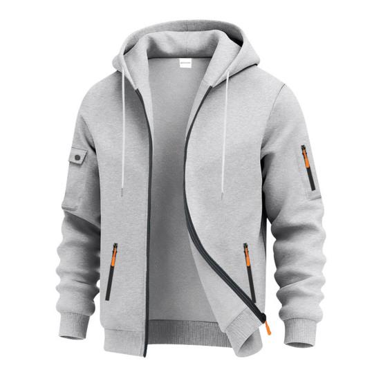 

Men Thick Zip-up Hoodie Warm Hooded Sweatshirt with Zippered Pockets Fall Winter Casual Sports Jacket for Gym Daily Errands Street Wear M