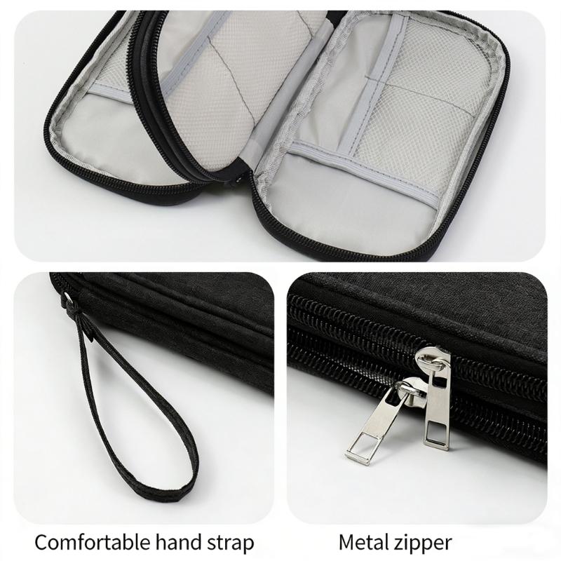 Portable Electronics Organizers Bag Featuring Double Layer For Cable Chargers PowerBanks With Waterproof Material