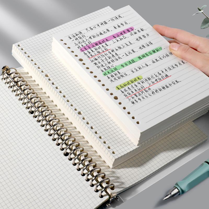 Recambio para Cuaderno de Hojas Sueltas Partner Cuatro Lados: B5 y A5, 26/20 Agujeros, Papel Cuadriculado Rayado