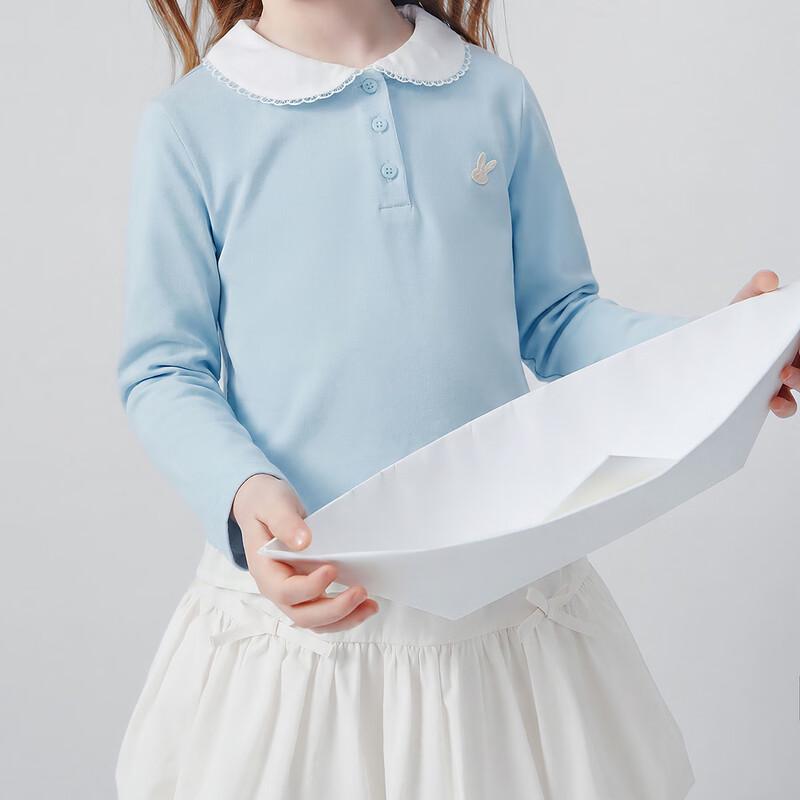 Minibala Girls' Long Sleeve Antibacterial Doll Collar Mock Two-Piece Top