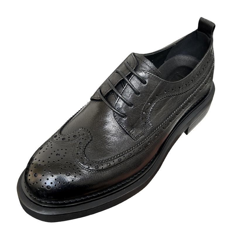 Brock Engraved Leather Shoes Men'S Business Dress Leather Breathable Groom Wedding Men'S Shoes Men'S Leather Shoes Thickness Increase