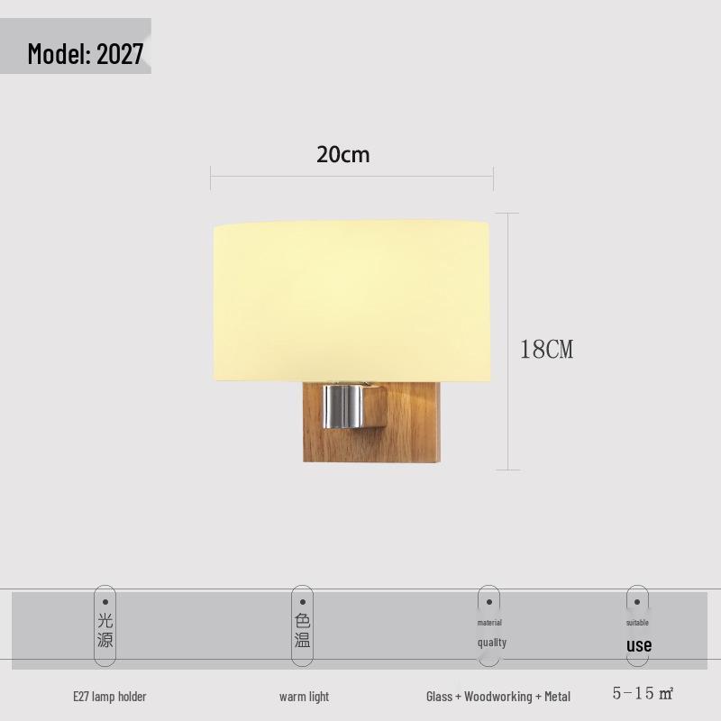 Japanese Style Solid Wood LED Wall Lamp for Indoor Spaces - Bedroom, Living Room, Staircase, Balcony
