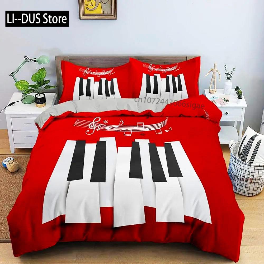 Music Notes Duvet Cover For Boys,Girls Room Decor Rock Music Themed Comforter Cover Musical Pattern Bedding Set Full Queen Size
