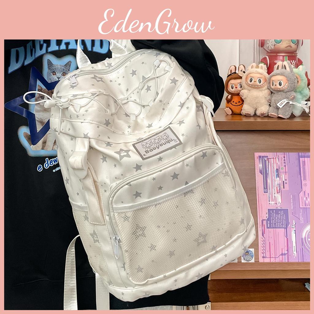 Star Cute Rabbit Bone Printed Student Backpack With Strap Decoration School For