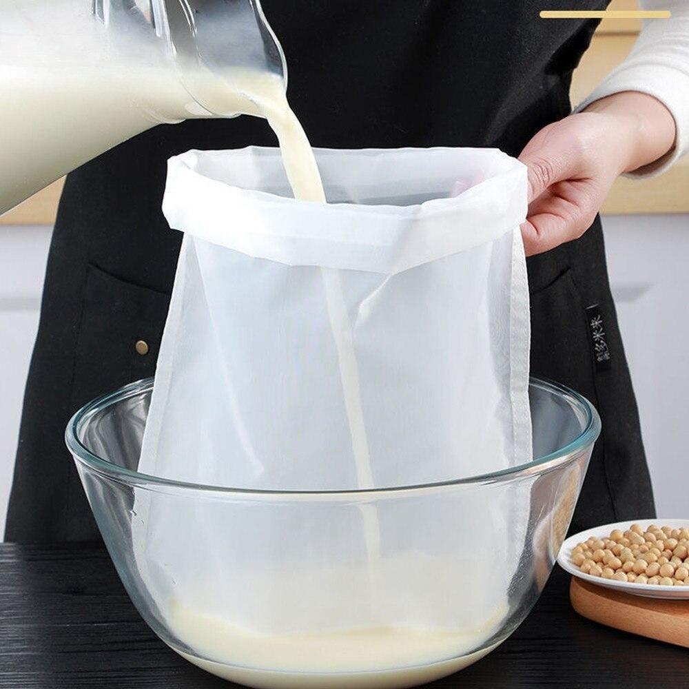 Bolsas filtrantes de nailon, colador para leche vegetal, colador para escurrir té, filtro de malla, utensilios de cocina para el hogar, comida, queso, colador para miel