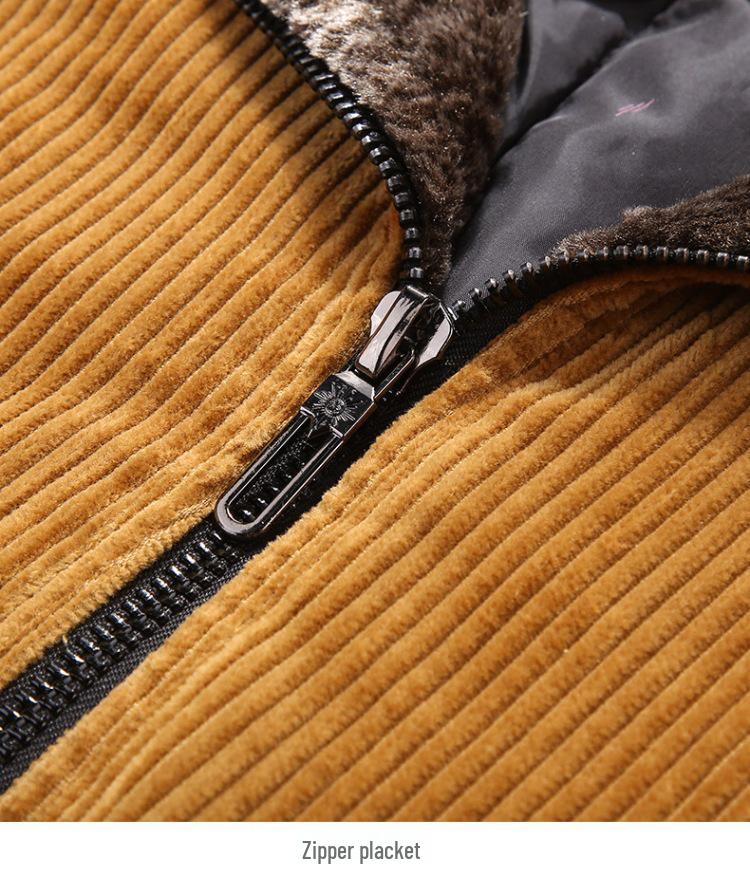 Men's Winter Corduroy Cotton Padded Stand Collar Jacket 9822
