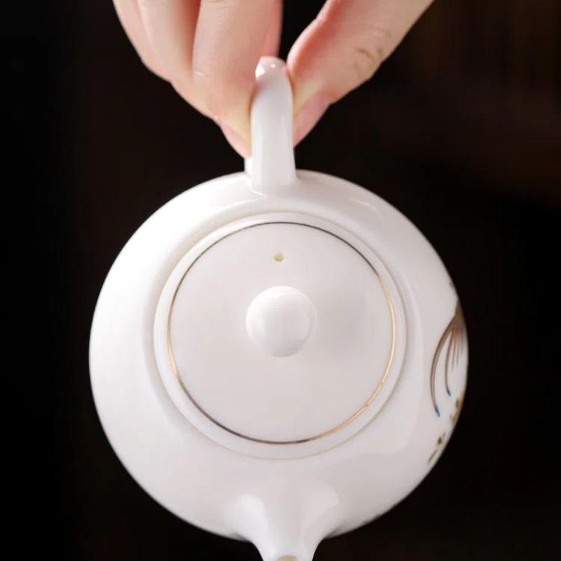 160ML Elegant Jade-White Ceramic Xishi Teapot – Classic Chinese Teaware for Home Brewing & Daily Tea Rituals