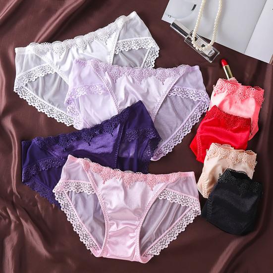 Dámské kalhotky Trendy Sexy Perspektiva Tenké Pohodlné Uvnitř Nošení Nylonová Krajka Šití Dámské Kalhotky Doplňky na spaní