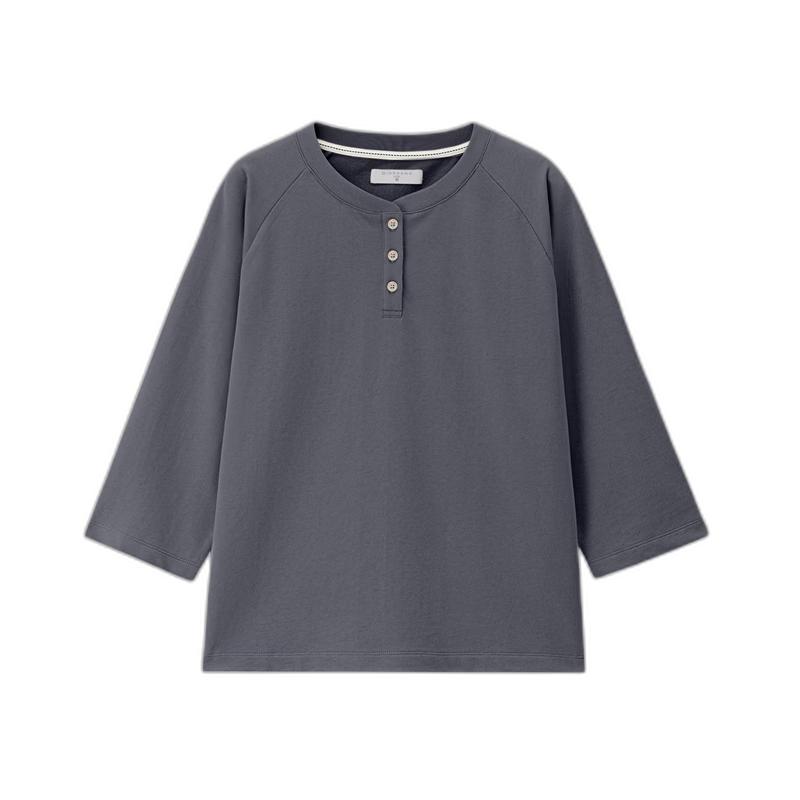 Giordano Women's Pure Cotton 3/4 Sleeve Henley Top