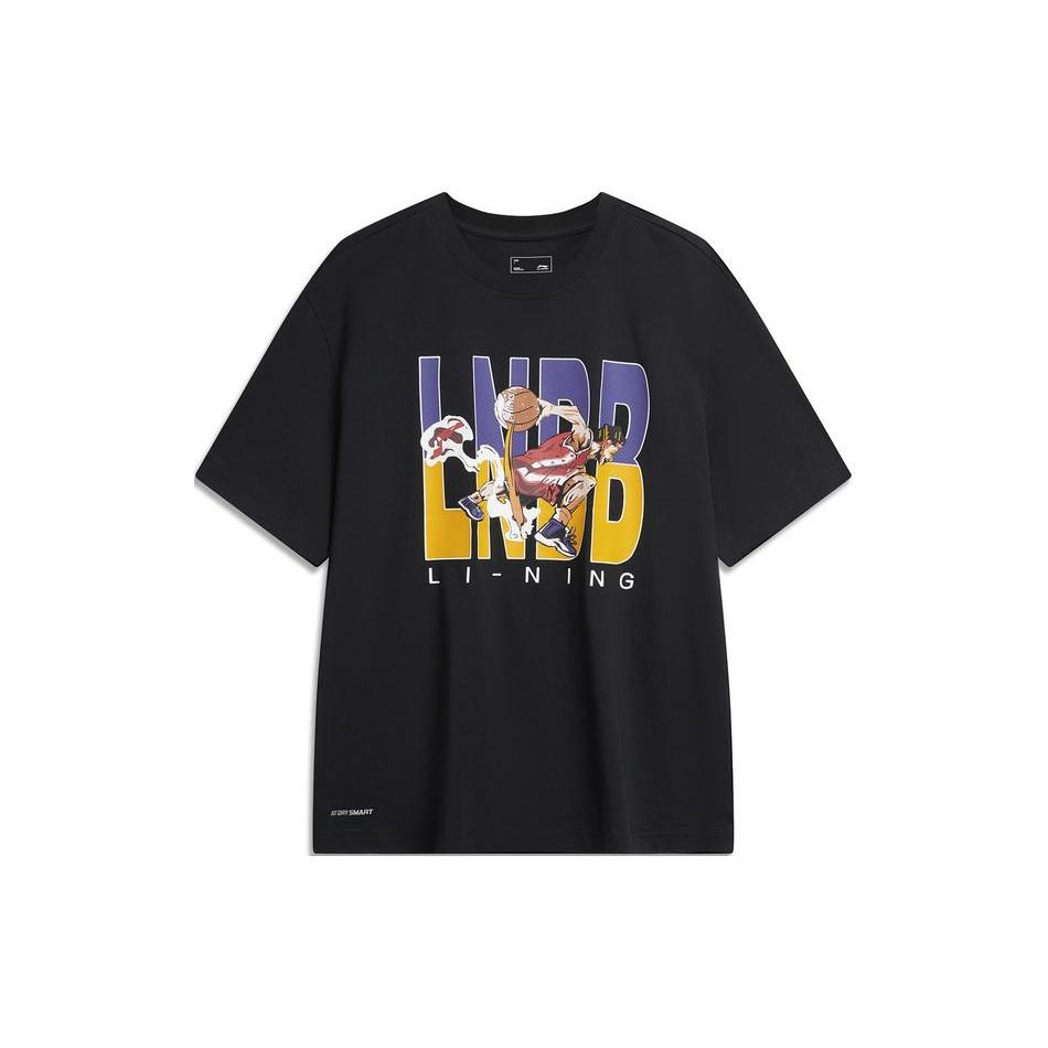 Li-Ning Hoops Comics Graphic T-shirt Black Men s AHSU675-1 M