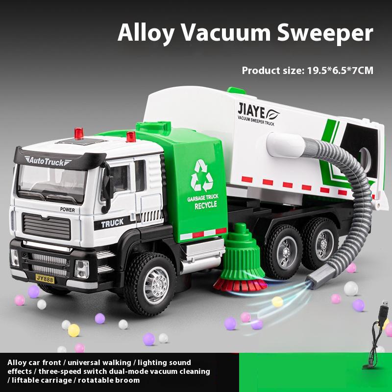 1/50 Vacuum Cleaning Truck Alloy Diecast Model Urban Sanitation Series Toys Hight Simulation Sound Light Toy Birthday Presents