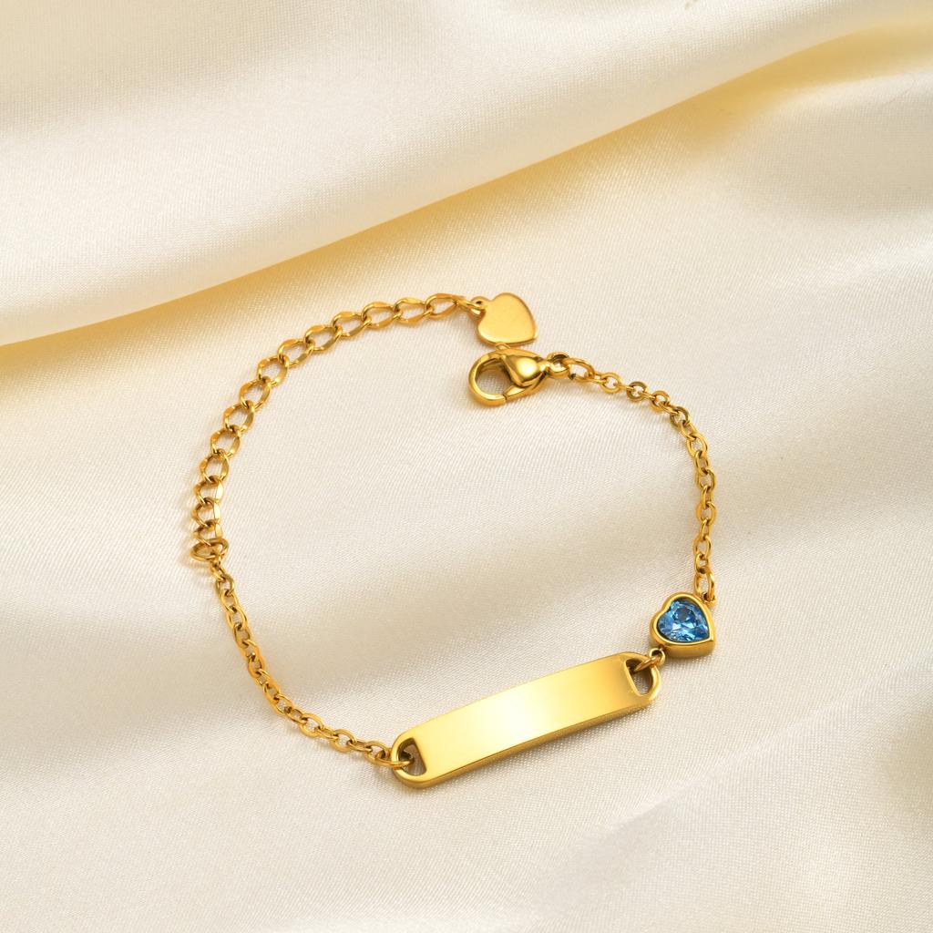 Heart Zircon Kids Bracelet Gold Plated Stainless Steel Adjustable Bangle for Girls Waterproof Toddler Waterproof Birthday Gift