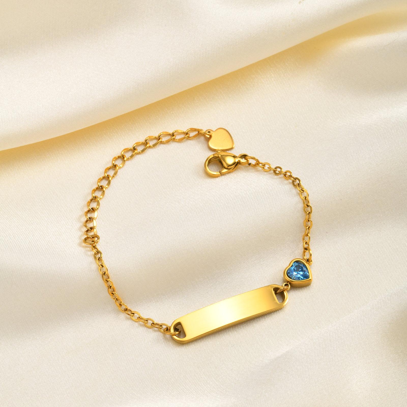 

Heart Zircon Kids Bracelet Gold Plated Stainless Steel Adjustable Bangle for Girls Waterproof Toddler Waterproof Birthday Gift 12cm -15cm