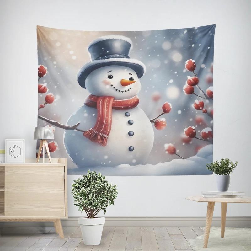 Christmas New Year Snowman Pattern Tapestry Living Room Sofa Car Interior Decorative Tapestry