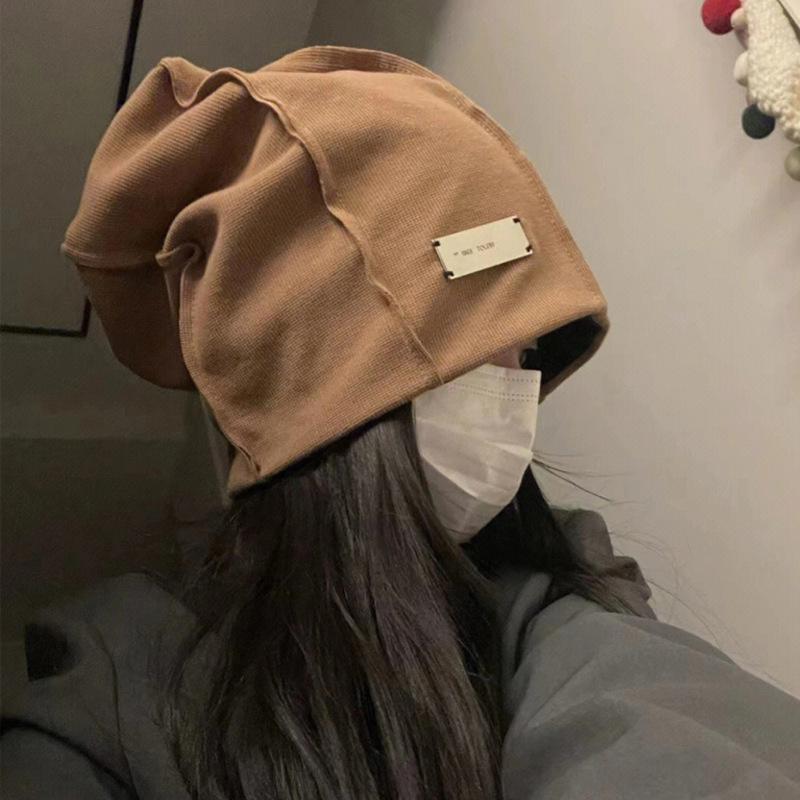 Women Solid Color Baggy Slouchy Beanie Soft Cotton Hats Spring Autumn Hip Hop Skullcaps Outdoor Warm Pullover Cap