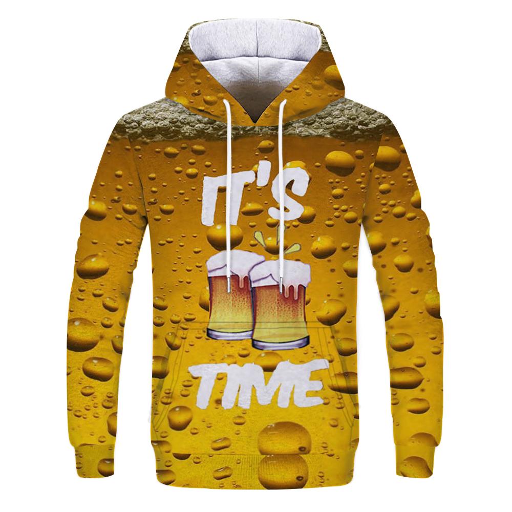 Felpa con cappuccio 3D da uomo 2020 birra stampa 3D moda casual giacca street pullover abbigliamento sportivo primaverile