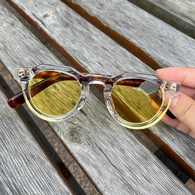 Occhiali da Sole in Acetato di Alta Qualità per Uomo Donna Montature Ovali Rotonde Stile Giapponese Designer Occhiali da Guida Viaggio UV400