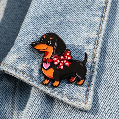 Yousheng Decorative Brooch Enamel Dachshund Design Zinc Alloy Lapel Pin Sweater Dress Suit Lapel Badge Versatile Outfit