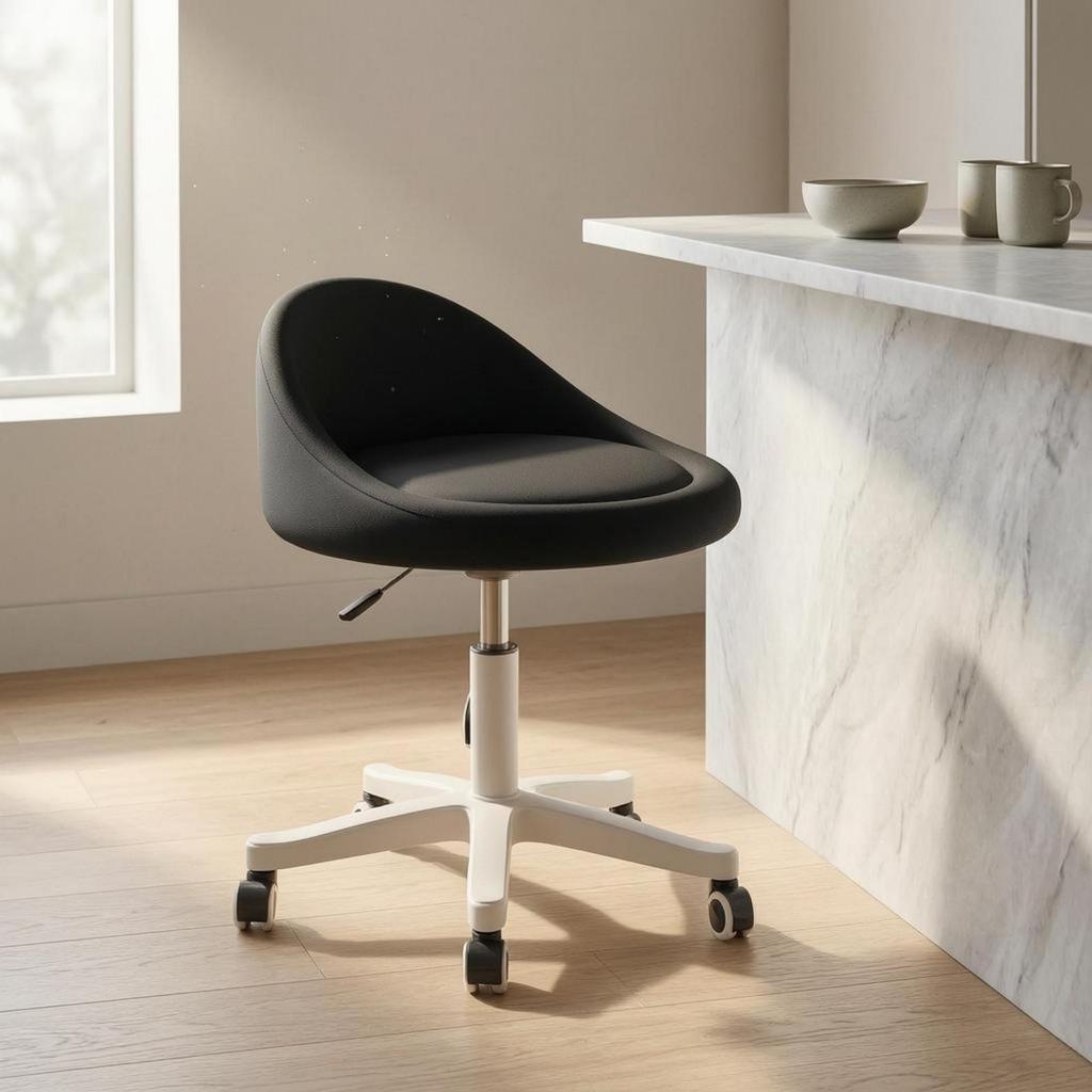 Adjustable Dressing Chair Five-Point Base Rolling Curved Backrest