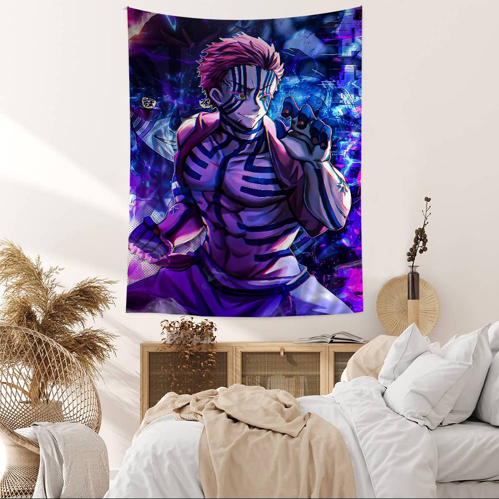 Japanese Anime Akaza Ddemon Slayer Cartoon Tapestry Art Science Fiction Room Home Decor Wall Hanging Sheets