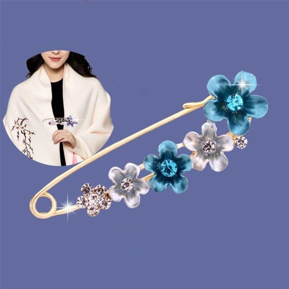 Rhinestones Flower Brooch Adjustable Waist Fastening Pins Versatile Brooches  Dress Decoration