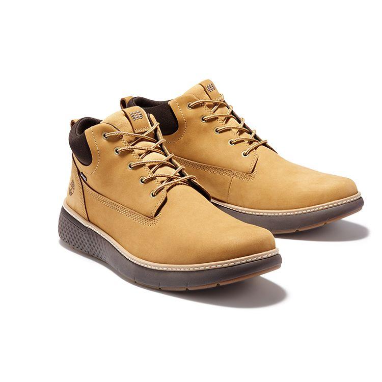 Timberland Cross Mark Two-Layer Leather Suede Warm Waterproof Durable Ankle Outdoor Boots Men boots Wheat A1TQA231