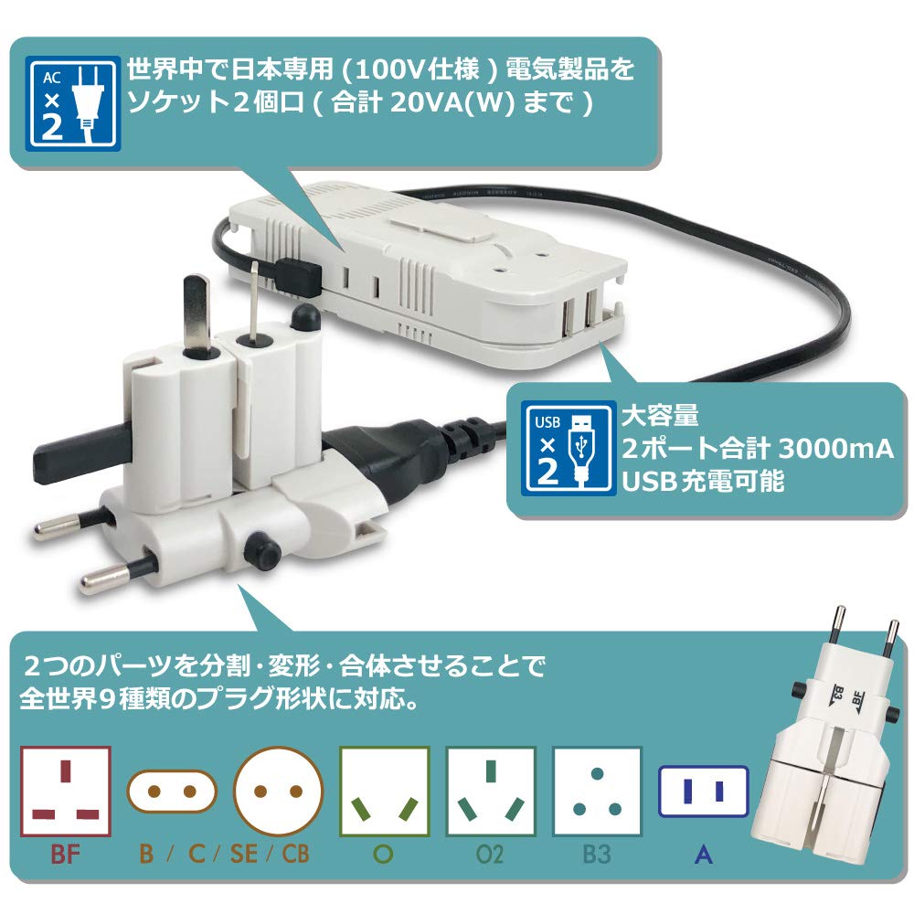 Charging Set 4 Down Transformer with USB Syspla (20W + II) CSW-20WUP-W