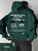 Trendy Digital Graphic Men's Hooded Sweatshirt, Car-themed Design, American Casual Sports Long-sleeved Shirt
