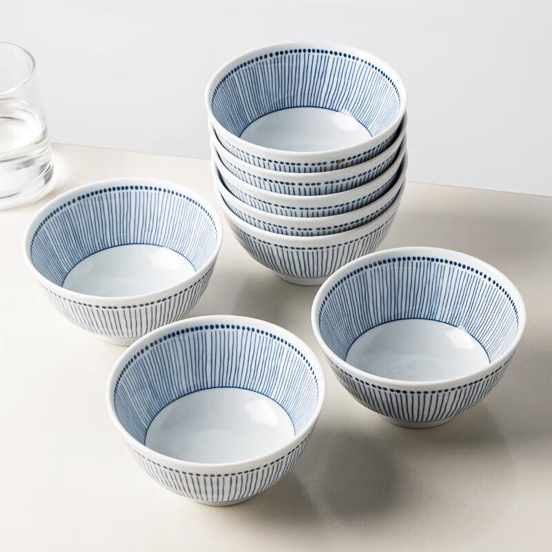 Huaqingge Fengxinhui Blue Underglaze Ceramic Rice Bowl Set (4 Pcs)