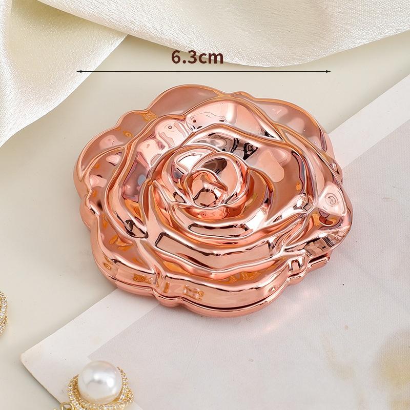 

Elegant Rose Design Makeup Mirror, Portable Folding Compact Mirror with Plating Finish, Perfect Valentine Wedding Gift for Women золотой