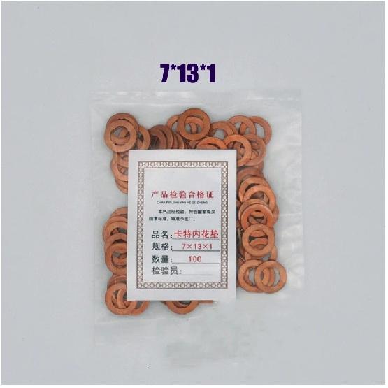 100PCS 7×15mm 7×13mm 9×18mm Diesel Common Rail Injector Nozzle Copper Seal Washer Fuel Pump Gasket Pad for CAT