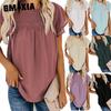 Women's Fashion Casual Solid Color Print Short Sleeve O Neck Blouses & Shirts