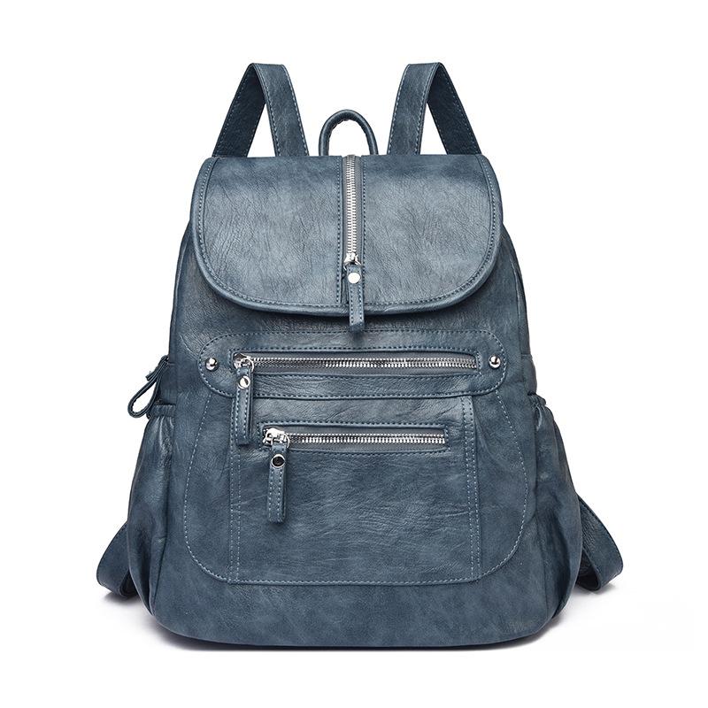 Borsa a Spalla Doppia in Morbida Pelle Retro - Zaino da Pendolare Scolastico da Donna di Grande Capacità