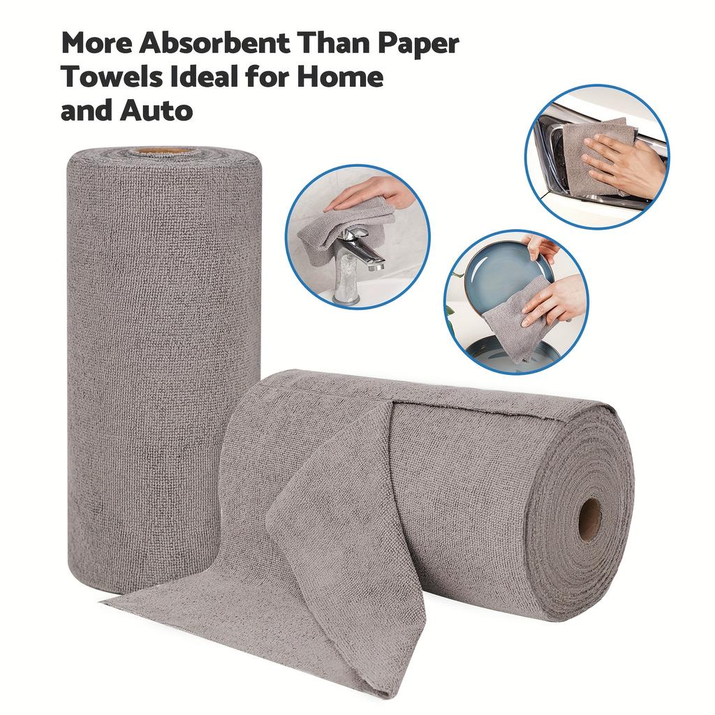High Quality100pcs Reusable Cleaning Cloths Microfiber Towel Washable Tear Away Cleaning Towels Roll 12× 12 Absorbent Rags Drying Dishcloths For