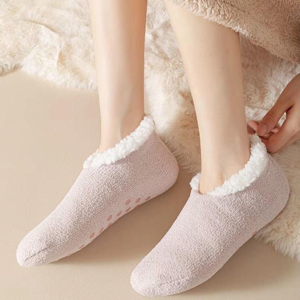 Thickened Lamb's Wool Socks Non-slip Bottom Winter Warm Sock Sleeping Slipper Socks  Autumn Winter