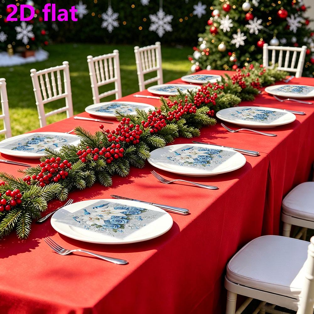 20pcs Disposable Napkins with Flowers, Birds Pattern Print for Wedding,Parties,and Daily Use for Thanksgiving Fall Christmas Table Decoration