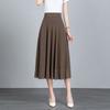 Sommer Neuer Einfarbiger Hellbrauner Chiffonrock Mittellang A-Linie Großer Schwung Damenrock Knielanger Rock
