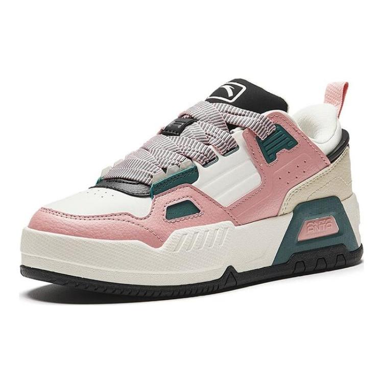 Anta Wear resistant And Lightweight Low top Skateboard Shoes Women's White Pink 122348073-4