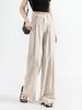 Women's High-Waisted Wide-Leg Linen Pants - Summer 2026 Collection, Loose Fit, Tencel Cotton Blend, Floor-Length
